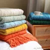 Decke Decke Weiche Überwurfdecke auf dem Sofa Bett Plaids Heimtextilien für Erwachsene Einfarbige Decke Reisedecke Überwurf Grobstricküberwurf R230615