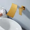 Grifos de lavabo de baño BAKALA, grifo de cascada montado en la pared de oro negro, mezclador de recipiente de salida de agua de un solo mango, LT-304