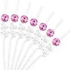 Party Decoration 12pcs Mirror Disco Ball Straws Silver 70s Decorative Mini Straw Decor Decorations For Wedding Birthday