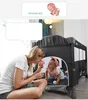 Multifunctional Foldable Crib Splicing Large Bed Removable Baby Bedside Cradle with Diaper Table and Toy Stand Cribs