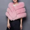 Sjaals Winter Vrouwen Faux Fur Lange Sjaal Stola Wrap Schouderophalen Sjaal Bruids Bruiloft Elegante Pashmina Warm Vrouwelijke Vest Mantel Coat28212J