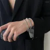 Link Armbänder GSold Hip Hop Doppelschichtig Geflochten Für Mann Edelstahl Armband Rock Kette Armband Schmuck 2023
