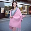 Scarves Women Ponchos Capes Winter With Sleeve Shawls And Wraps Pashmina All-Match Thicken Scarf Stoles Femme Hiver Warm