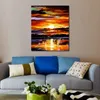 Handmade Landscape Art on Canvas Gold Sunset Vibrant Street Artwork Painting Home Decor