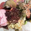 Fiori secchi Grande fiore artificiale Autunno Squisita scritta a mano Peonia di seta Bouquet da sposa finto Tavolo da casa Decorazione per feste in giardino