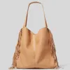 New leather pattern large capacity single shoulder women's bag tassel wool top bag sewing stitching niche trend bag 230615