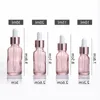 Cherry Pink Glass Essential Oil Parfume Bottle Liquid Reagent Pipette Droper flaskor med Rose Gold Cap 10-50 ml HJTLJ