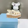 Классическая дизайнерская монолит Raffia Fisherman Sandals Foam Резиновая пробка подошва сплетни с сандалиями из верхней платформы мягкие мягкие наппа