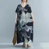 Casual Dresses Vintage Patch Designs Dress Women 2023 Summer V Neck Ankle Length Linen Sleeveless A Line Pullover Robe Vestido M208