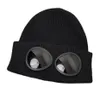 Due lenti Occhiali Occhiali Berretti Uomo Cappelli lavorati a maglia Cappellini con teschio Outdoor Donna Uniesex Berretto invernale Nero Grigio Bonnet Gorros6903324254D