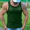 Regatas masculinas Colete com decote em U no peito Malha sem mangas T-shirts Tops Verão Casual Esportes Regata Camiseta Roupas masculinas tamanho grande 5XL 230615