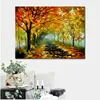 Street Landscape Canvas Art Light in the Fog Handmade Modern Painting for Family Room Decor