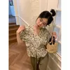 Bluzki damskie Korejepo Flower krótkie rękawowe koszula Kobiety Summer francuski słodki wiek redukujący elegancki elegancka top w wszechstronnej prostocie