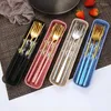 Dinnerware Sets High Quality 3Pcs Portable Chopsticks Fork Spoon Travel Cutlery Set Eating Tool Product Selling Household