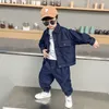 Clothing Sets Fashion Boys Denim Clothes Set Spring Autumn Pockets Denim Jackets Jeans 2Pcs Suits 2-10 Years Kids Boy Outfits 230614