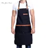 Фартуки мода унисекс Work Arpon для мужчин холст черный фартук регулируемый кухонный кухонный кухонный