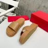 Designer Sandaler Slipper Summer Women Platform Sandal Fashion Letter Real Leather Solid Tjock Sole Luxury Sliders Beach Flip Flops Shoes