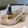 Luxury Designer Classic Women's Shoes Summer Thick Heel Round Head Slippers Women's Sandals Office Shoe Factory Shoes