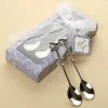 Stainless Steel Heart Spoon Gift Boxes Tea Coffee Drinking Teaspoon Bridal Souvenir Gift Valentines 2Pcs/Set Metal Spoons Set Wholesale