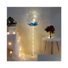 Party Decoration DIY LED Light Balloons Stand med Rose Flower Bouquet Event Birthday Bubble Balloon Y0622 Drop Delivery Hom Dhofr