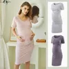 Moderskapsklänningar liu Qu Maternity klänningar kvinnor sida ruched gravany klänning bodycon gravida kläder casual mamma kort ärm wrap baby duschar 230614