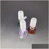 Tubi di fumo Qbsomk Ciotola di vetro spesso per narghilè 14Mm 18Mm Giunto maschio Colore Imbuto Ciotole Pezzo Strumento Tabacco Bong Olio Dab Rig Burnin Dhg30