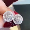 Trendy Flower Lab diamante cz Orecchino a bottone Orecchini da sposa in vero argento sterling 925 per gioielli da donna con pietre preziose
