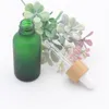 Frost Clear Glass Dropper Bottle 15ml 20 30ml with Bamboo Lid Cap Essential Oil Bottles Frosted Green Ceuga