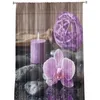 Curtain Zen Stone Purple Orchid Calm Candle Window Curtains Bedroom Modern Drape Sheer Tulle Valances Living Room Kitchen Voile