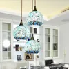 Lampes suspendues Style bohème méditerranéen abat-jour en verre lumière luminaire suspendu couloir pour lampe de chambre