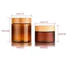 Body Butter Cream Container Packaging Bottles Amber PET Cosmetic 5Oz 8Oz Plastic Jar With Screw Cap Bamboo Wooden Lid 50ml 150ml 250ml Mtqb