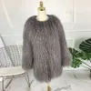 Blends Women 'Cnegovik Women Fur Fur Płaszcz Tan Sheep Płaszcze Krótka owca kurtka skórna 75 cm Mongolia Fur Real 230615