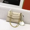 Cowhide Chain Crossbody Bag Fashion Shoulder Bags Square Flap Women Handbags Metal Hardware Zipper Closure Interior Compartment Purse Clutch