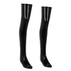 Sexiga Socks Night Club Latex Stockings Ladies Black Faux Leather Lår High Media's Long Plus Size Over Knee 230614