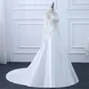 Vestido de novia SoDigne Una línea con bolsillo Encaje Mangas completas Satén Boho Vestidos Novia moderna