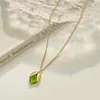Цепи Уникальное фисташково-зеленое ожерелье с камнем Золотая гайка в форме кристалла CZ Подвеска для девочек Забавные украшения на шею Подарки