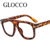 Solglasögon Fashion Square Women Reading Glasses T Brand Designer Anti Blue Light Green Leopard Eglasses Overdimensionerad dator