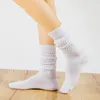 Chaussettes longues pour femmes - Chaussettes chaudes en coton tricoté léger pour adolescentes toutes saisons