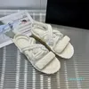 2023-Designer-Sandalen, Hanfseil, gewebte Sandale, Damen-Sandalen, geflochtene Slides, Plateau-Hausschuhe, modische Slipper, Kristall-Kalbsleder-Sandalen