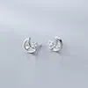 Ohrstecker MloveAcc Echt 925 Sterling Silber Mond Stern Form Schillernder Kristall Zirkonia Ohrring Für Frauen Mädchen Teen Schmuck Geschenk