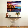 City Rhythms Wall Art on Canvas Italy Liguria Handcrafted Contemporary Painting for Entryway