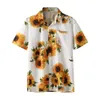 Camicie casual da uomo Uomo Girasole Stampa Estate Manica corta colorata Bottoni allentati Camicia hawaiana Camicetta con risvolto Camisas 230614