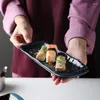 Plates FANCITY Rectangular Strips Home Creative Snack Sushi Restaurant Ceramic