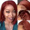 Reddish Brown Bob Perg Lace Front Human Hair Peruki 13x4 Krótkie proste dla kobiet wstępnie wysponany kolor #33 ARALLAHAIR