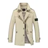 stone jacket island Printemps et Automne Marque de Créateur Hommes Trench-Coat Mi-long Dames Automne Manteau Décontracté Trench-Coat Qualité stone-island jacket