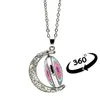 Pendant Necklaces 2023 Vintage Moon Double Side Rotation Necklace Charm Glass Dome Mandala Pattern Women Accesories Gift