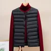 Women's Trench Coats Ultra Light Wine Red Down Cotton Women Vest Thin Coat Padded Jacket Sleeveless O Collar