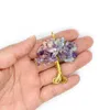 Reiki Tree of Life Pendant Jewelry for Women Girls 7 Chakra Oregelbundna naturliga chips Crystal Quartz Stone Pendants Healing Energy