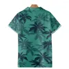 Erkek Tişörtleri Oyun Kahramanı Palmiye Yaprak Baskı Küba Yakası Gömlek Moda Günlük Hawaii Plaj Stili Yaz Erkekler ve Kadınlar İçin