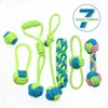 New Transfer Pet Supply Dog Toys Dogs Chew Teeth Clean Outdoor Training Fun Playing Green Rope Ball Toy For Large Small Dog Cat